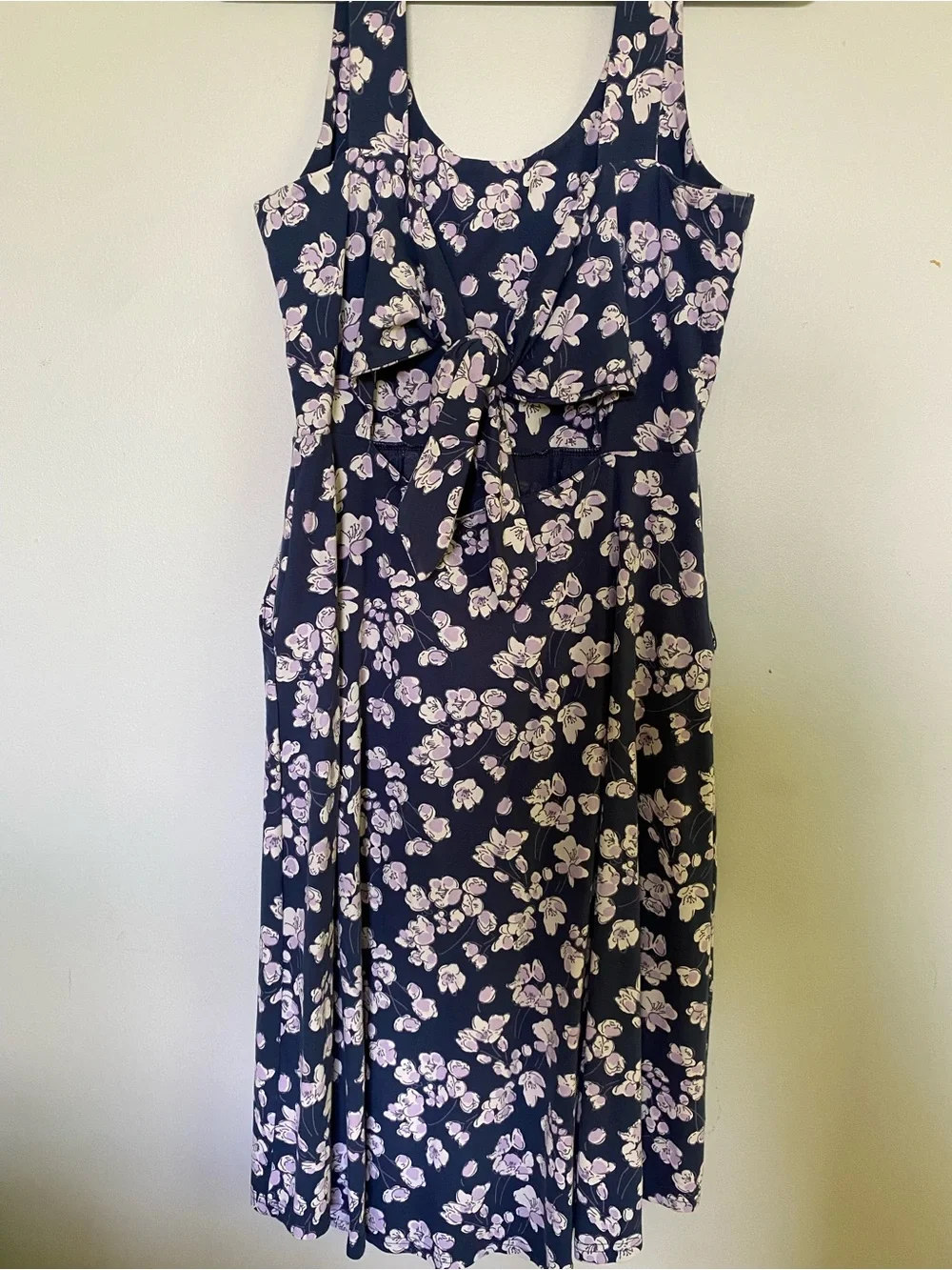 Pact Navy Blue Floral Tie-back Dress with White Blossoms - Picture 6 of 6